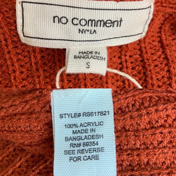 NWT No Comment 100% Acrylic Yarn Orange Cardigan Sweater Women's Small - Picture 9 of 9